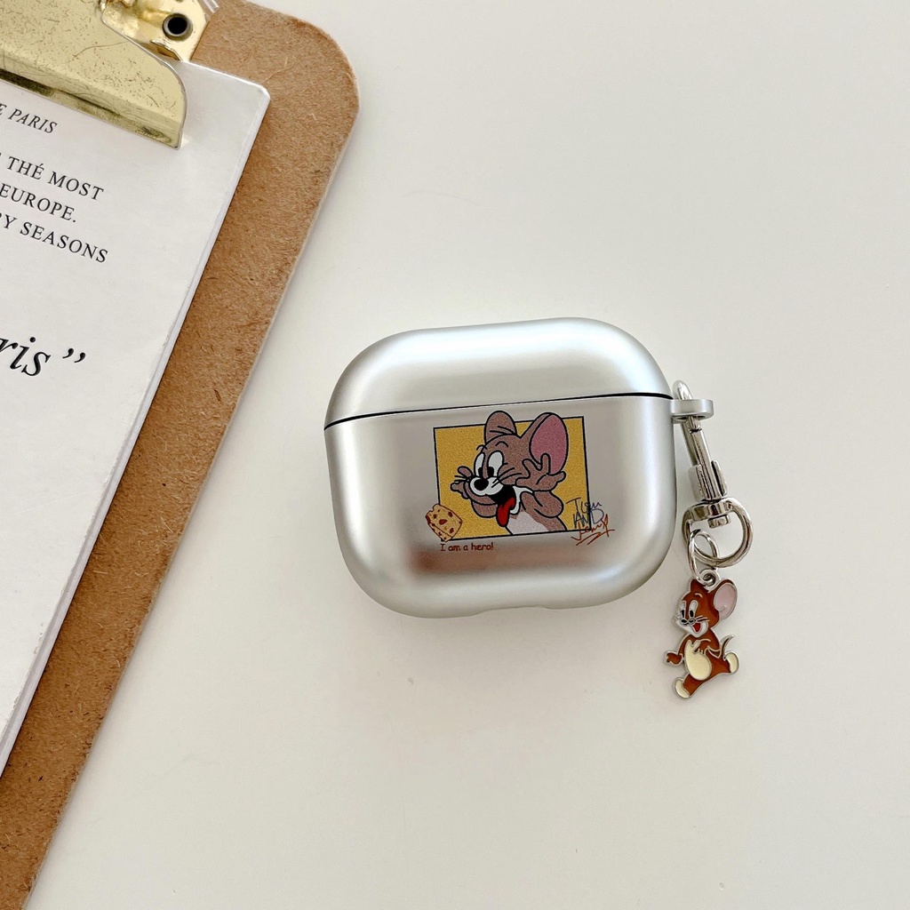 Vỏ Bảo Vệ Hộp Sạc Tai nghe không dây Airpods Pro 2 Gen 2022 Bằng Tpu PC Cứng Nhám Mạ Điện Chống Sốc / Trầy Xước Hình Mèo Và