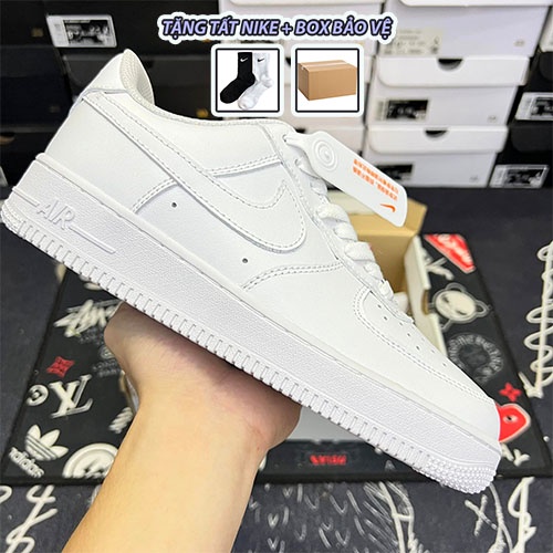 Giày_Nike Air Force 1 trắng cổ thấp, giày AF1 trắng nam nữ chuẩn S.C full bill box