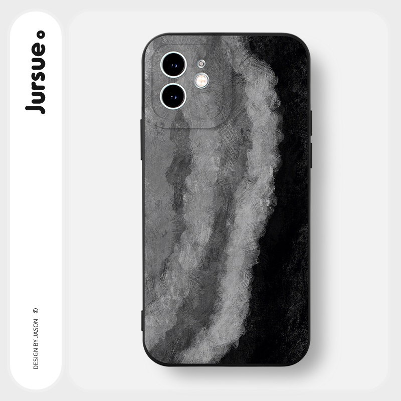 Ốp lưng JURSUE mềm chống bẩn hình độc lạ ngầu đen nam Cho iPhone 14 13 12 11 Pro Max SE 2020 X XR XS 8 7 ip 6S 6 Plus Y2473