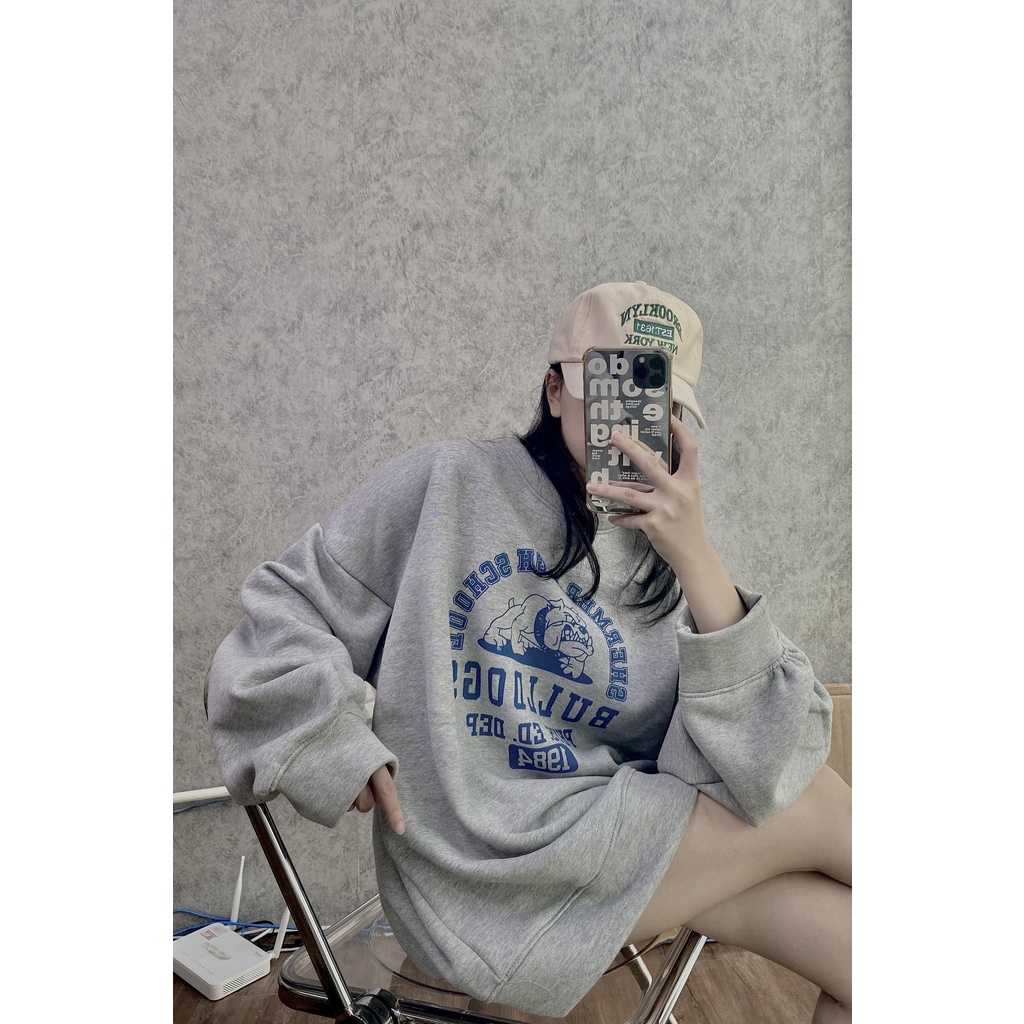 Áo sweater bulldogs 1984 Unisex [FREESHIP] Nỉ form rộng tay bồng kiểu dáng đường phố hàn quốc peonyb ulzzang