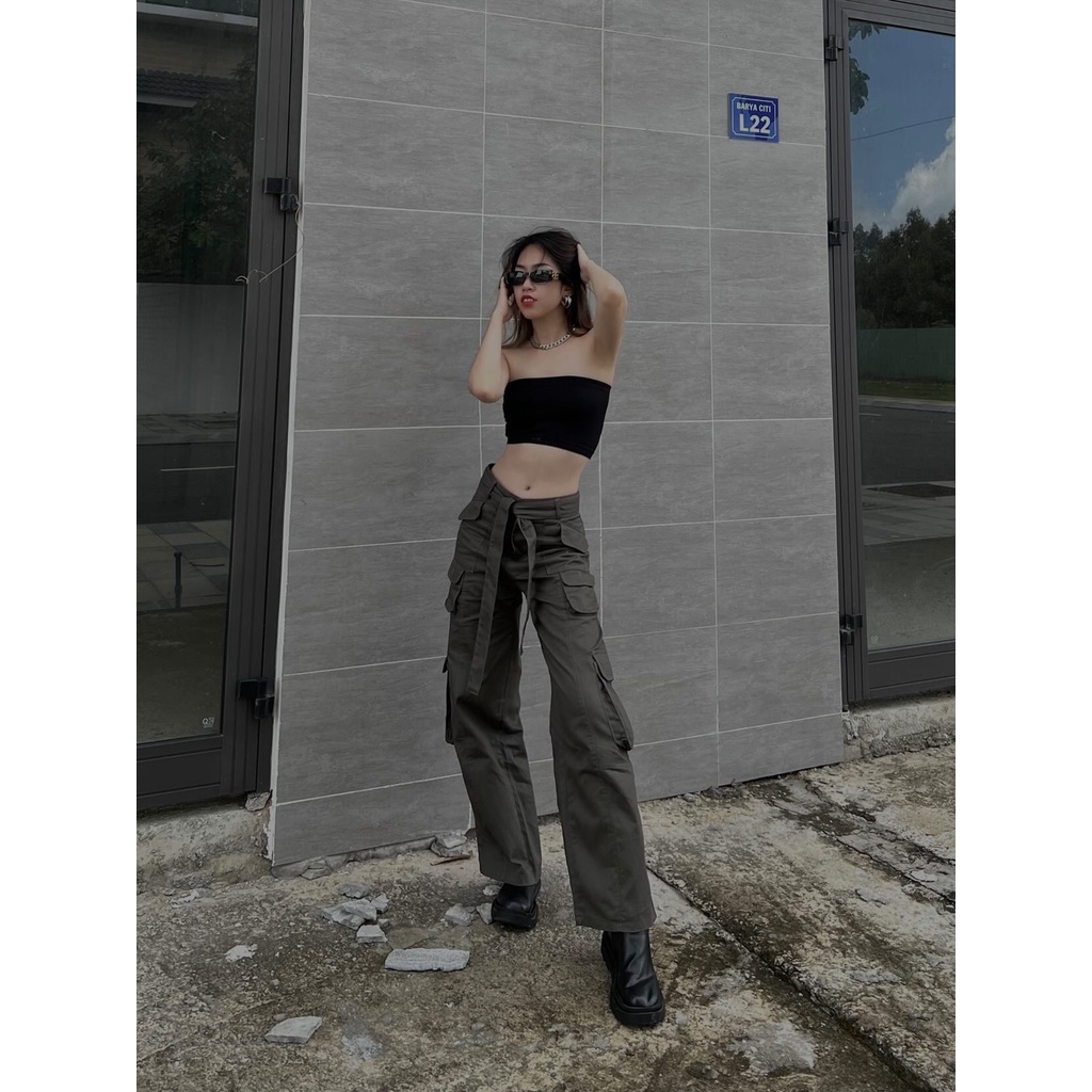 Quần Cargo Pants form rộng unisex nam nữ - Vải dày dặn