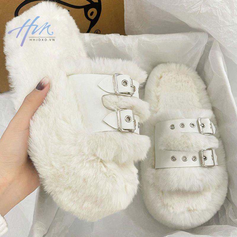 Dép Lười Đế Dày Phối Lông Thời Trang Thu Đông 2022 Cho Nữ