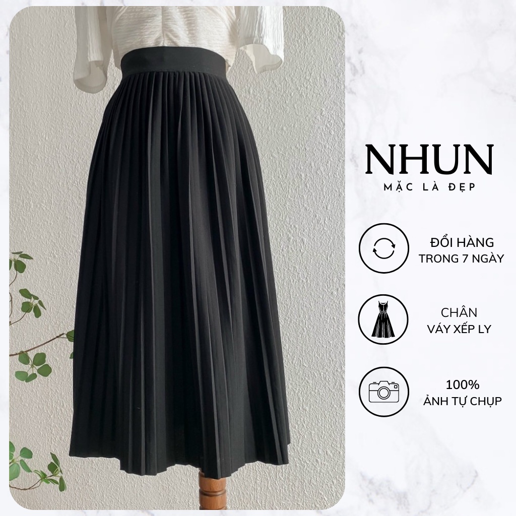 Chân Váy Xếp Ly Dài NhunFashion Chân váy công sở nữ thiết kế cạp chun co giãn dập li đều tôn dáng siêu đẹp N61