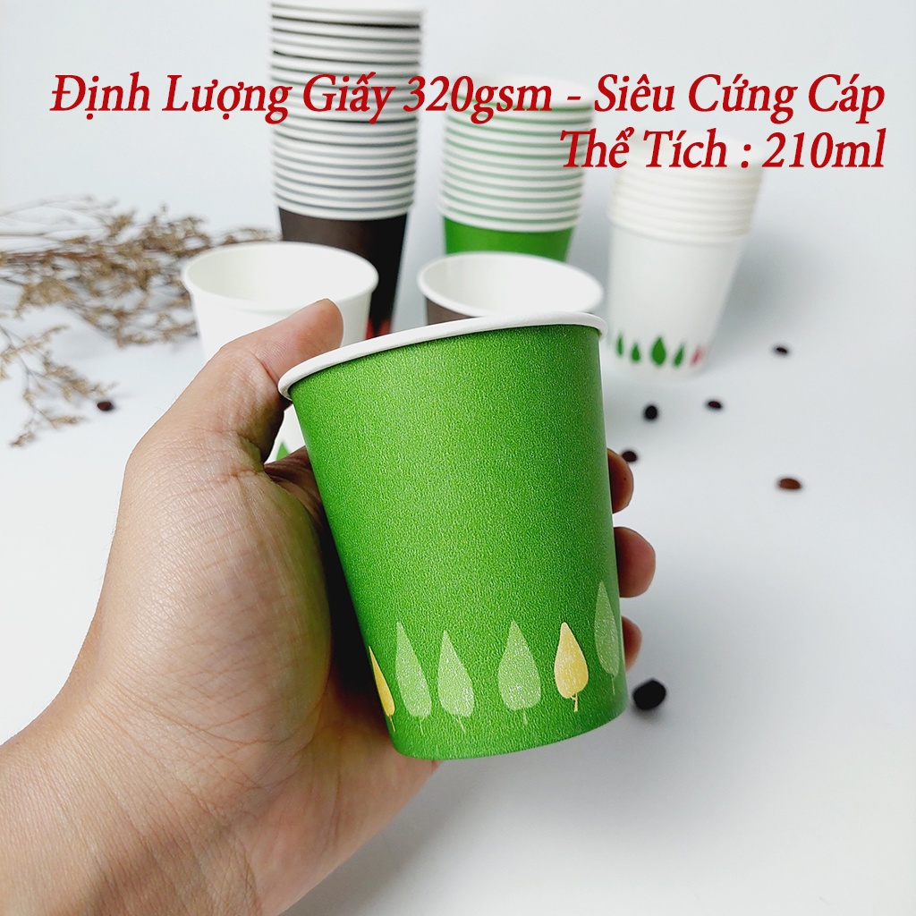 50 Cốc Giấy 210ml 7oz Cây Thông 3 Màu NHẬP KHẨU HÀN QUỐC