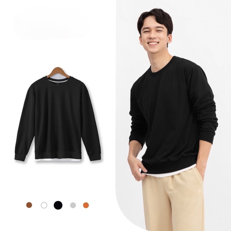 Áo dài tay nam - Áo Layer Sweater chất liệu nỉ da cá from dáng trẻ trung