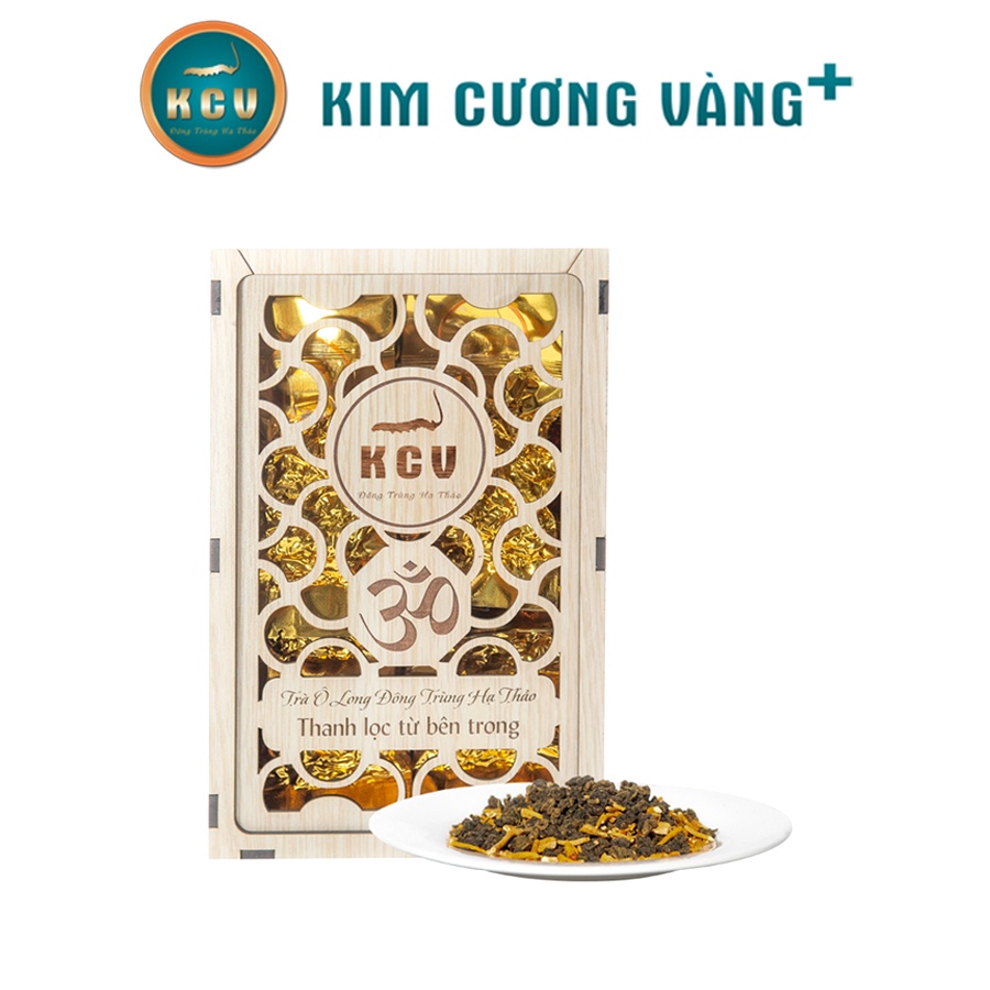 Trà Ô Long Đông Trùng Hạ Thảo Giải Độc Gan Kim Cương Vàng Hộp 110g