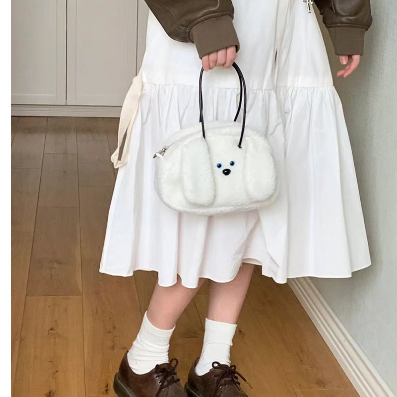 Túi Xách Lông Nhung Hình Chú Chó Con Dễ Thương Xinh Xắn Cho Nữ