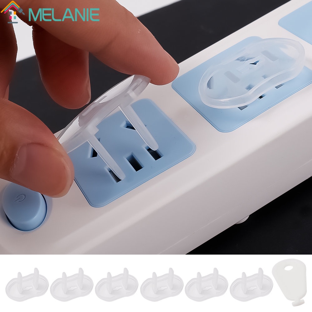 Bộ 7 Nắp Đậy Ổ Cắm Điện 2 Lỗ Bằng Nhựa PP Chống Điện Bảo Vệ An Toàn Cho Bé / Người Lớn / Trường Học / Khách Sạn