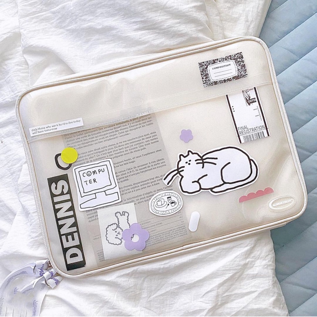 Túi đựng laptop 11/13/15 inch máy tính bảng Phong cách thời trang phù hợp phong cách Hàn Quốc trắng và tím | BigBuy360 - bigbuy360.vn