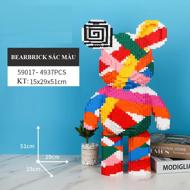 Mô hình lắp ráp gấu bearbrick cỡ lớn 55cm siêu hot xếp hình gấu đáng yêu trang trí decor