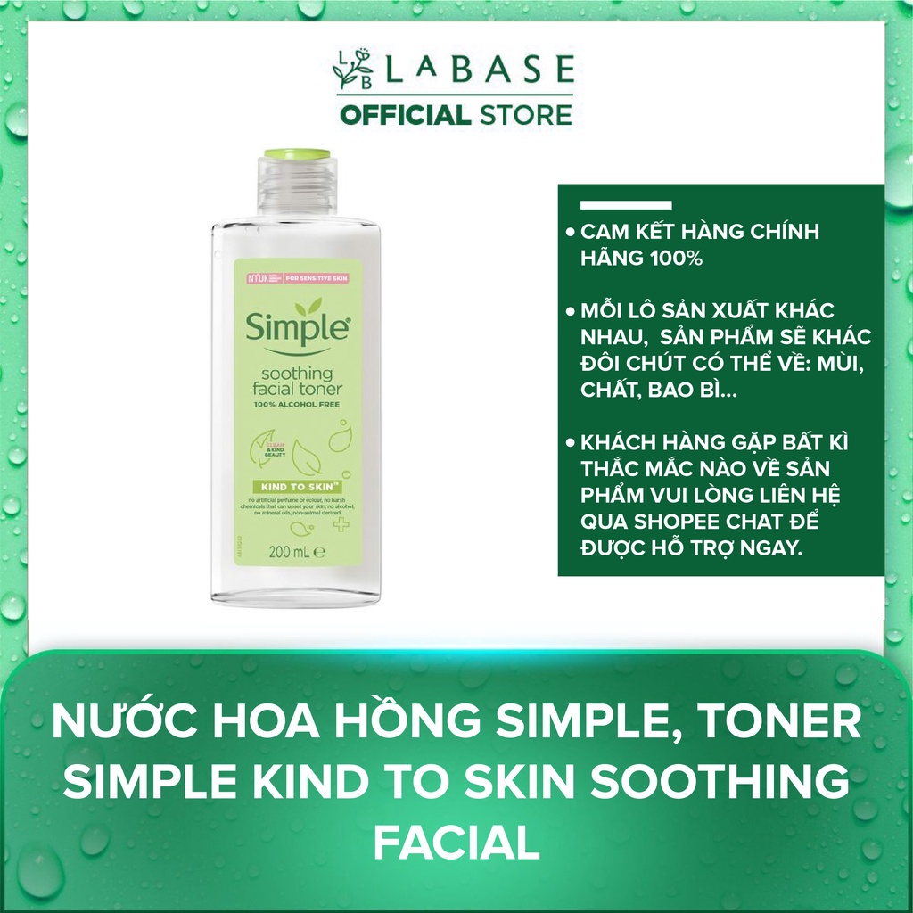 Nước hoa hồng Simple, Toner Simple Kind To Skin Soothing Facial