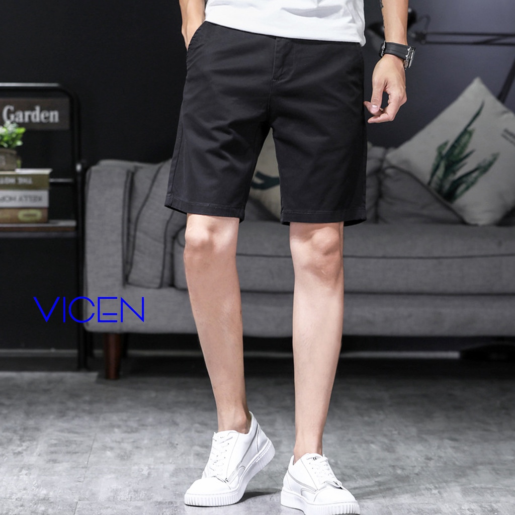 Quần Short Kaki Nam Vicenzo Vải Kaki Cotton Mềm Mịn Sau Khi Giặt, Quần Đùi Kaki Nam Cao Cấp Đứng Phom Khuy Cúc Nhiều Màu