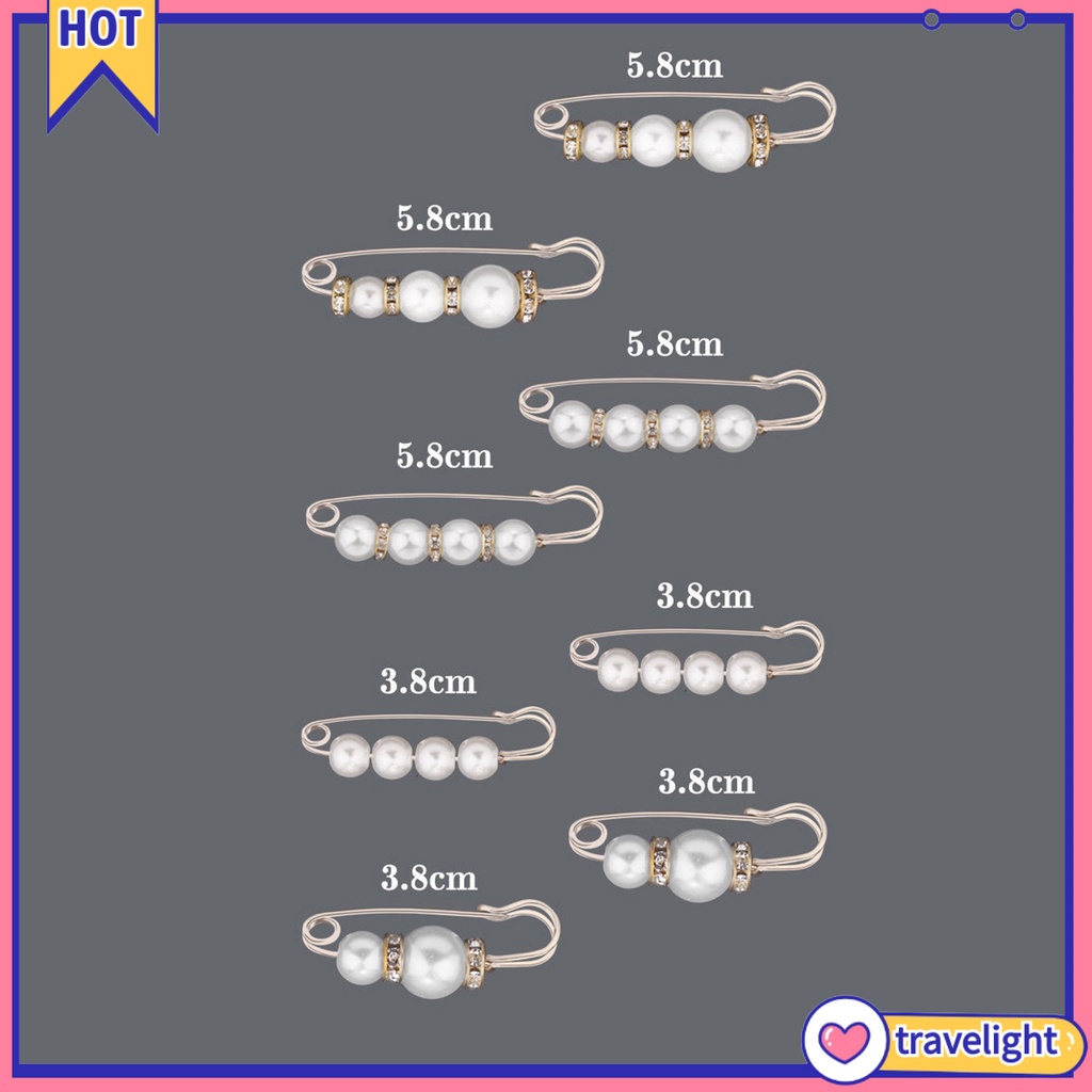 Set 8 Ghim Cài Áo Đính Ngọc Trai Giả Thanh Lịch Có Thể Điều Chỉnh Kích Thước