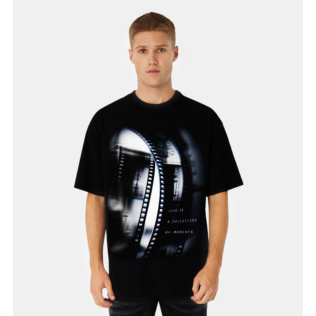 Áo Thun Yosi.club Oversize Unisex 100% Cotton Films Trip - Black