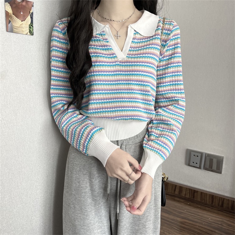Áo Sweater Dệt Kim Tay Dài Cổ Tròn Cho Nữ