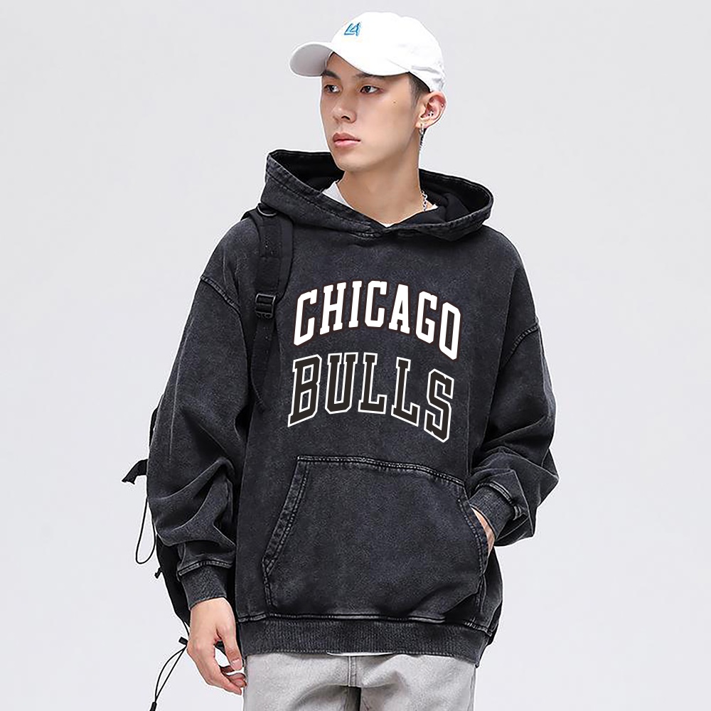 Áo hoodie wash oversize Uninor chất nỉ chân cua 100% cotton mũ 2 lớp in hình Chicago
