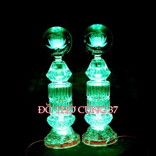 [ Cao 41 cm ,44 cm ] CẶP ĐÈN THỜ LED  PHA LÊ  [ TỰ ĐỘNG CHUYỂN MÀU ]