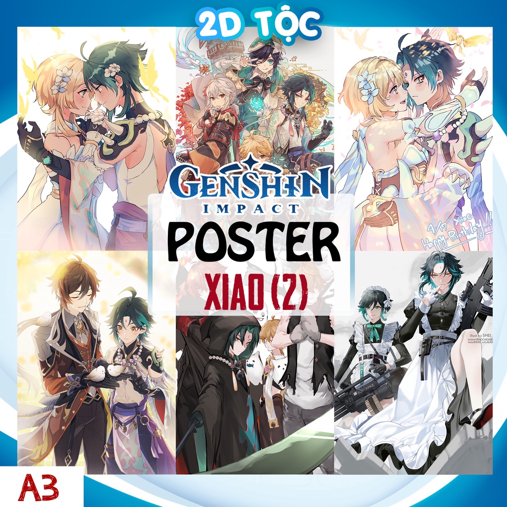 Tranh Poster A3 Xiao (2) Genshin Impact Chất Liệu Giấy Cao Cấp - 2D Tộc Shop