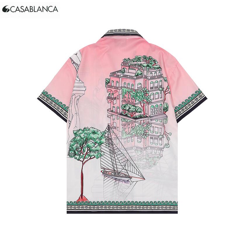 Casablanca Áo Sơ Mi cotton Ngắn Tay In Họa Tiết Thời Trang Dành Cho Nam Và Nữ