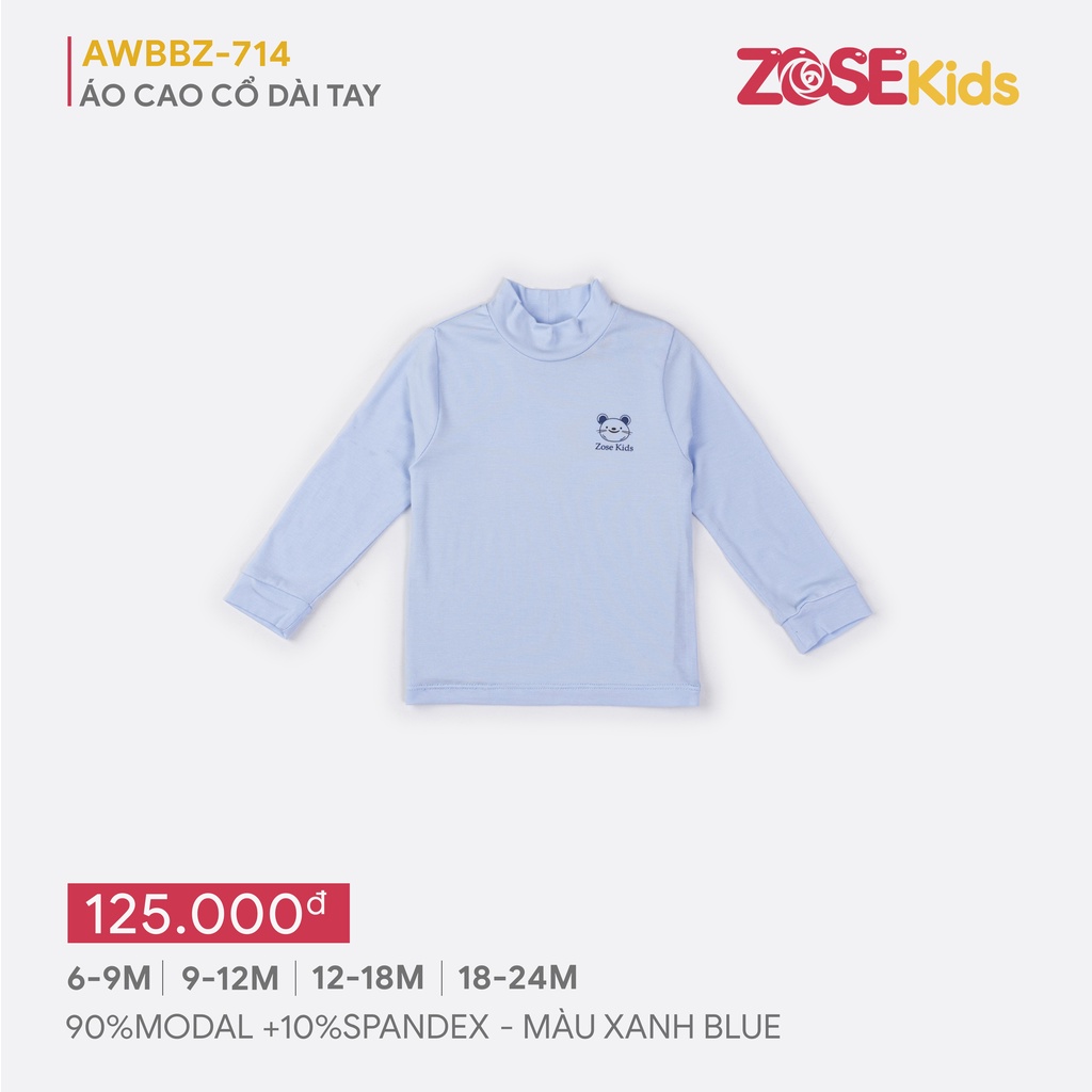 Áo dài tay DEROSA KIDS áo cao cổ cho bé từ 6 đến 24 tháng AWBBZ714A