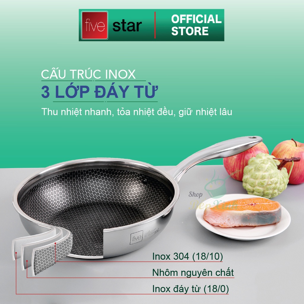 Chảo sâu lòng Blackcube tổ ong cao cấp FIVESTAR Plush 3 lớp đáy liền inox 304 siêu bền , chống trầy xước