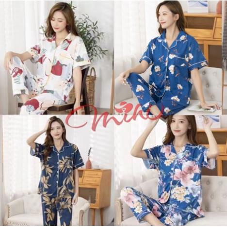 Pijama trung niên nữ B92 - Bộ đồ ngủ mặc nhà hè thu cho mẹ - Thời trang cho người lớn tuổi đẹp cao cấp Bigsize *