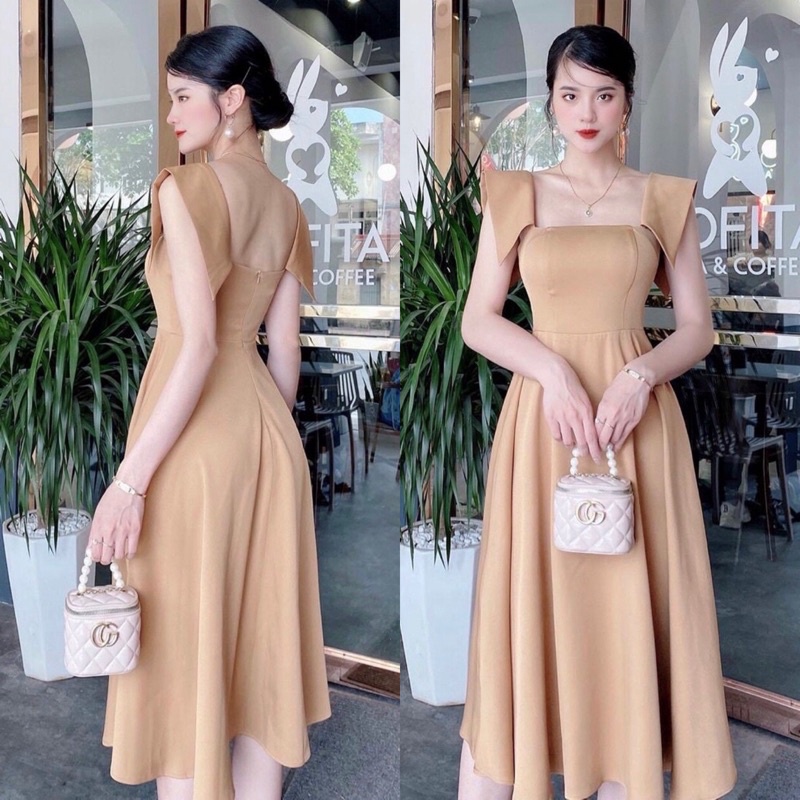Đầm xoè cổ vuông tay con cánh tiên MLXL [Kèm ảnh thật]