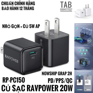 Củ Sạc RavPower 20w PD_QC_PPS  - RP-PC150 (Bảo Hành 12T)