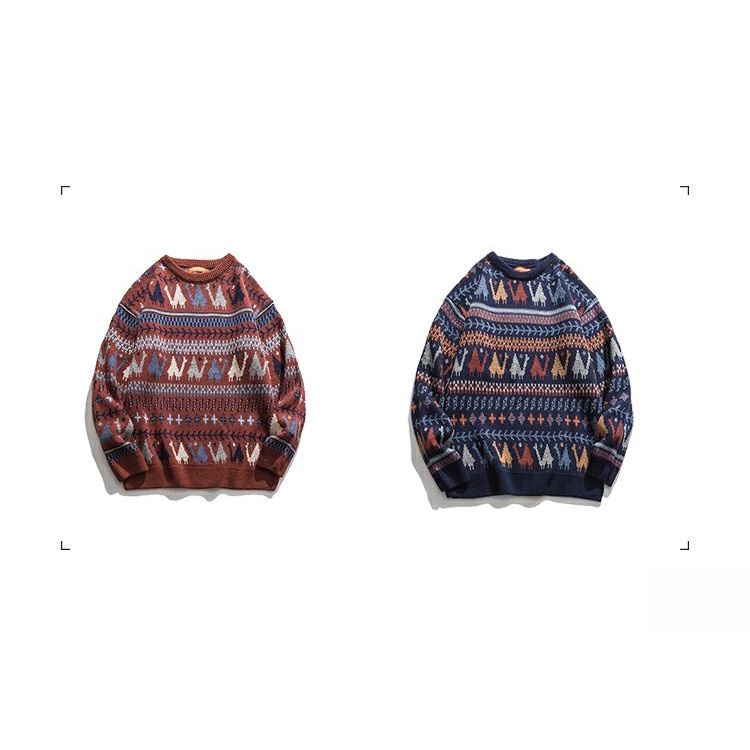 Áo Sweater Dáng Rộng Phong Cách Dân Tộc Nhật Bản Thời Trang Thu Đông Dành Cho Couple