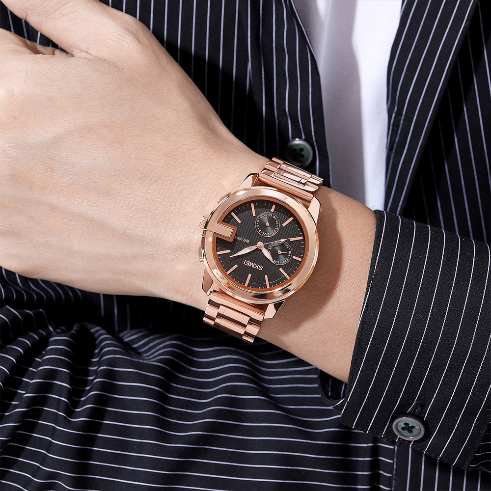 Đồng Hồ Quartz Nam Hiển Thị Ngày, Chất Liệu Thép Không Gỉ, Chống Thấm Nước SKMEI