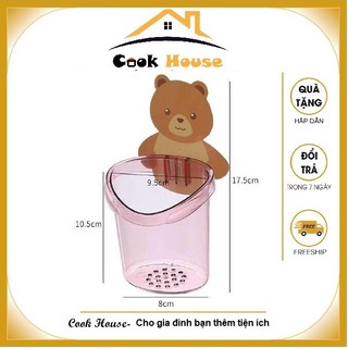 🌟freeship🌟 cốc gấu dán tường để bàn chải đánh răng hình gấu có lỗ thoát nước tiện lợi