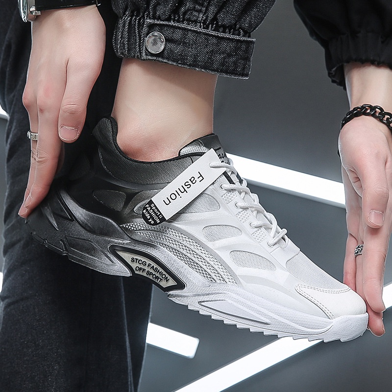 Giày Thể Thao Nam Đế Cao TT07 Fashion Sport Màu Trắng Gót Đen