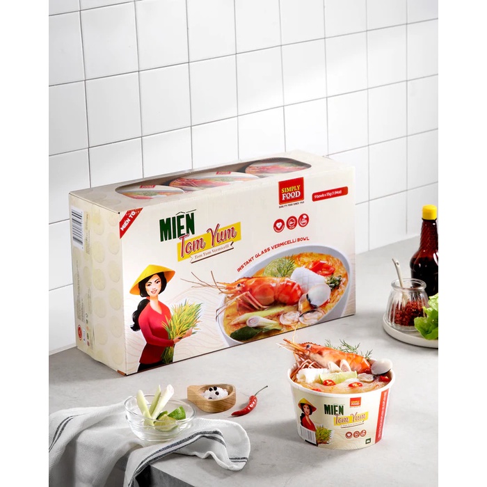 Miến Tom Yum Ăn Liền (9 tô/ thùng) - Tom Yum Vermicelli ( 9 bowls per Box)