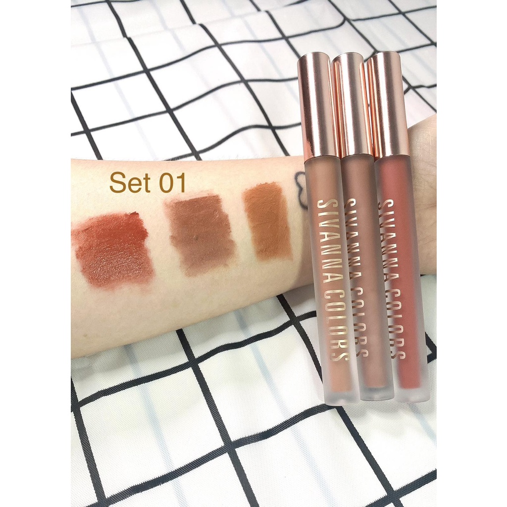 Set 3 Cây Son Kem Lì Sivanna Blurring Intense HF5077