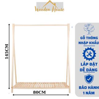 Kệ Quần Áo Chữ A WOODEN HOUSE, Kệ Treo Quần Áo Gỗ Thông Cao Cấp,Kệ Để Quần Áo Lắp Ráp Đơn Giản