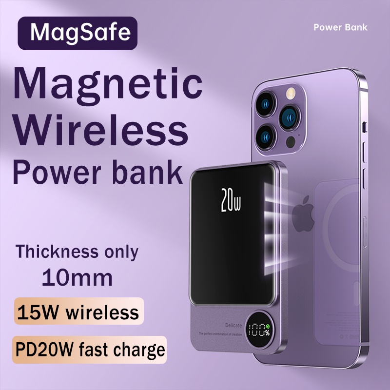 Pin Sạc Dự Phòng Không Dây 10000mAh PD20W Magiafing Sạc Nhanh Cho Iphone 15W Huawei