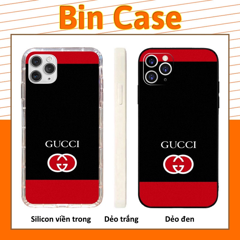 🔥Ốp Kính iPhone Hình GUCCI Đỏ Đen Đẹp 🔥Thời Trang Trẻ Trung iphone 14 13 12 11 Pro Max 6 7 8 Plus X Xr Xs Max BRAND103