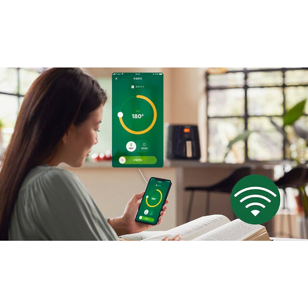 Nồi Chiên Không Dầu Philips HD9280/90 Essential size XL Digital Connected  - Hàng Chính Hãng