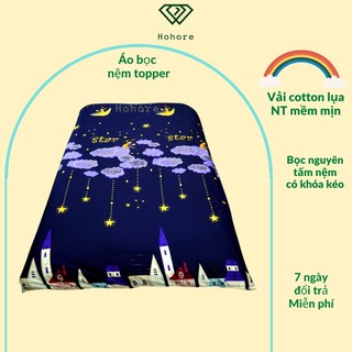 Áo bọc nệm topper có khóa kéo Riotex đủ kích thước bọc nguyên tấm nệm size: 1m/m2/m4/m6/m8 x 2m