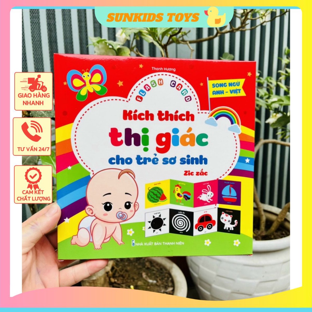 Bộ Thẻ Gấp Flashcard Kích Thích Thị Giác Cho Bé Sơ Sinh 0-1 Tuổi