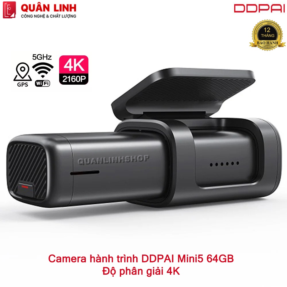 Camera hành trình DDPAI Mini5, độ phân giải 4K, tích hợp GPS, bộ nhớ trong 64GB phiên bản quốc tế | BigBuy360 - bigbuy360.vn