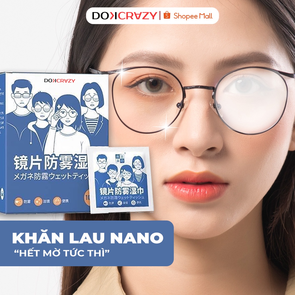 Khăn lau kính NANO chuyên dụng DOKCRAZY chống bám hơi nước đi mưa, đeo khẩu trang