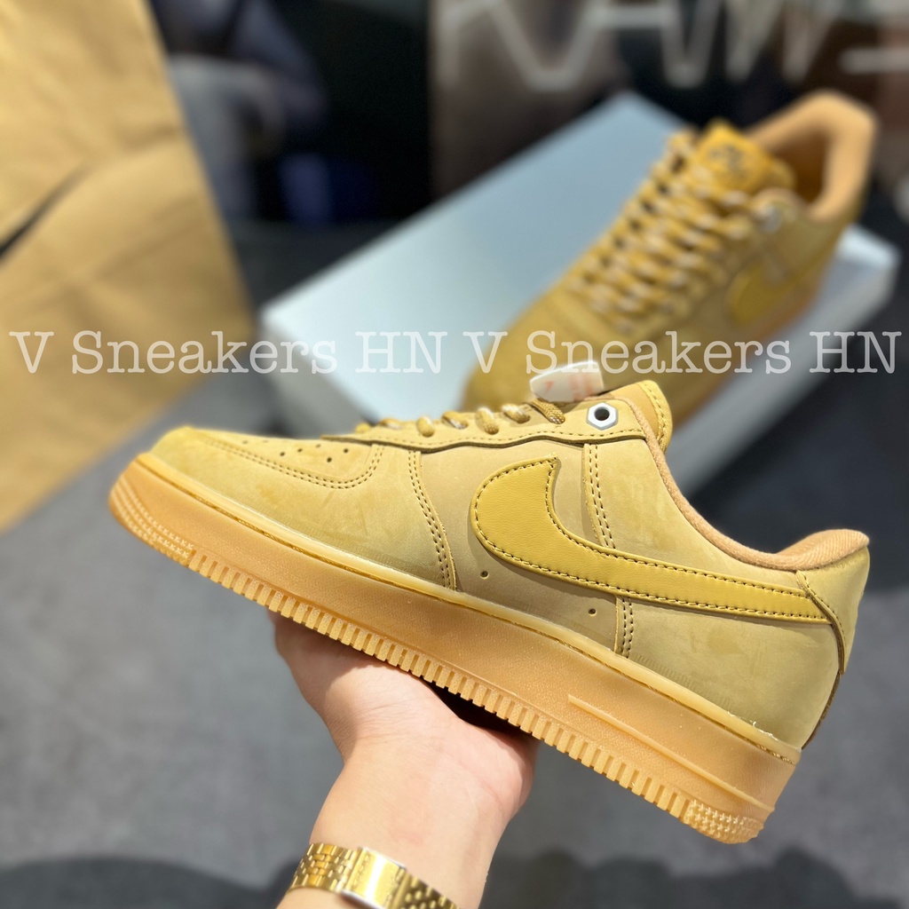 Giày AF1 Màu Vàng Da Bò Giày Air_Force 1 Low Flax Wheat Giày Thể Thao Af1 Vàng Bò