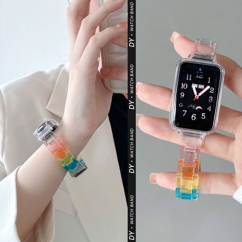 Dây Đeo Thay Thế Trong Suốt Màu Cầu Vồng Cho Đồng Hồ Thông Minh Xiaomi Mi Band7 Pro Xiaomi Band7 Pro