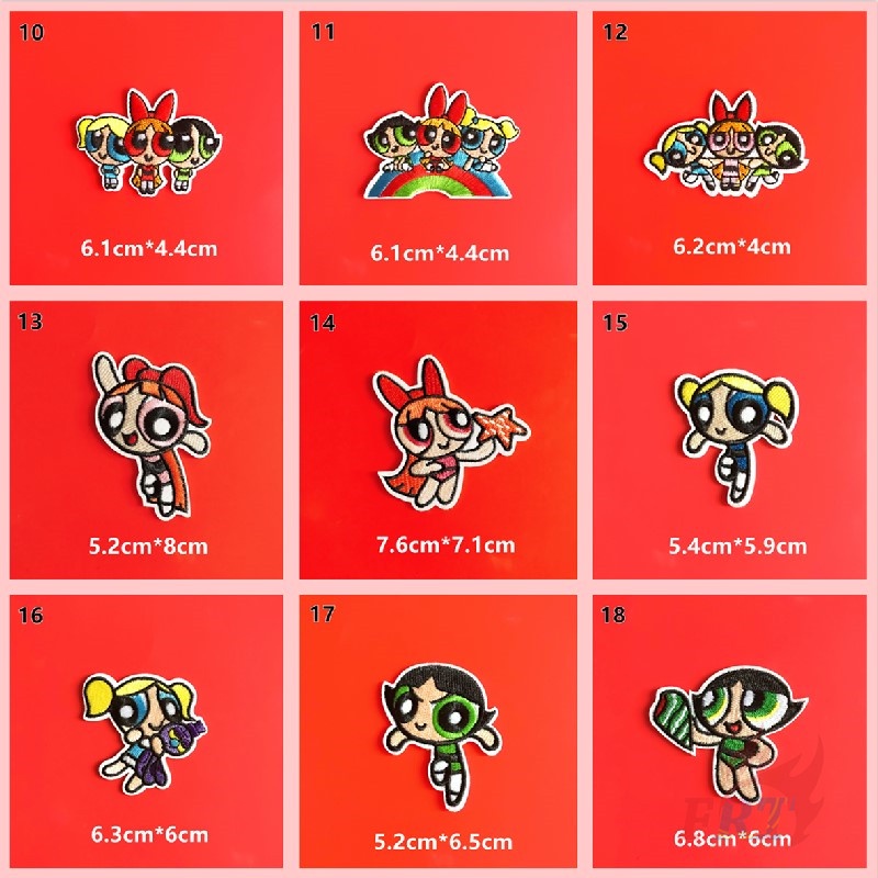 ♚ Miếng Dán Ủi Họa Tiết Hoạt Hình Powerpuff Girls ♚ 1 Sticker Ủi Thêu Hình Huy Hiệu