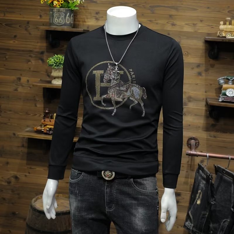 Áo Thun Cotton Ôm Dáng Ngắn Tay Đính Đá Thời Trang Châu Âu Mùa Hè Phong Cách Mới Cho Nam