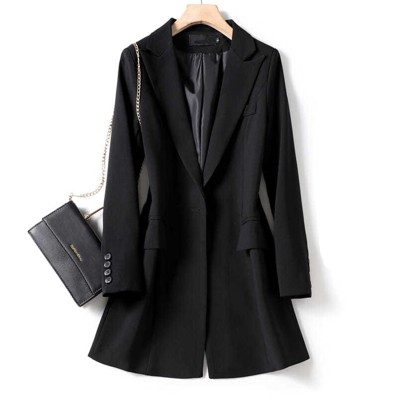 Áo Khoác Blazers Tay Dài Màu Trơn Phong Cách Thời Trang Harajuku Dành Cho Nữ