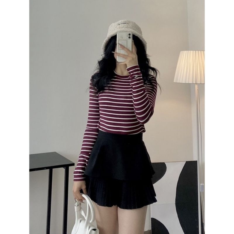 ÁO THUN SỌC TAY DÀI FORM ÔM BODY