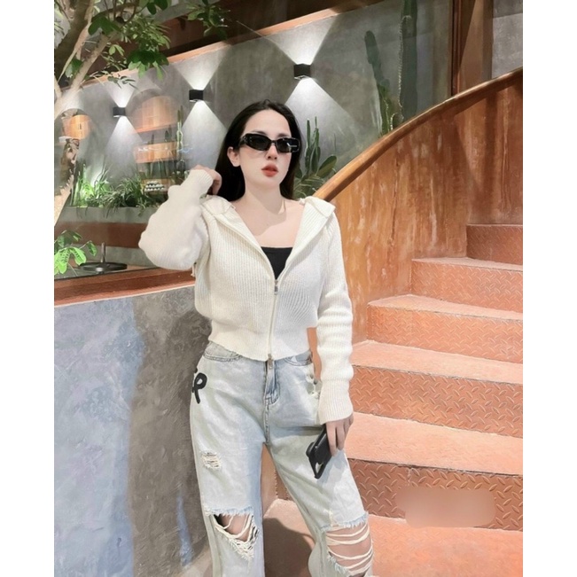 Áo khoác len hai khoá kéo siêu đẹp nè!