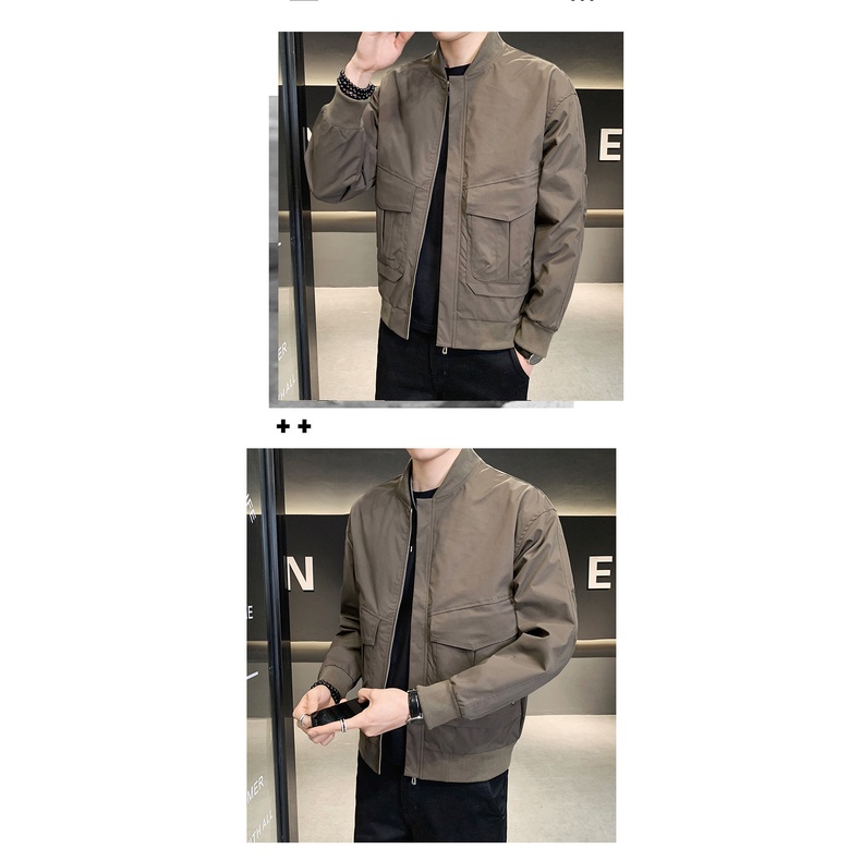 Áo khoác bomber kaki nam phong cách Hàn Quốc năng động